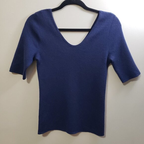 Michael Kors * Navy Cashmere V-Neck Sweater * Sz M - Picture 2 of 11